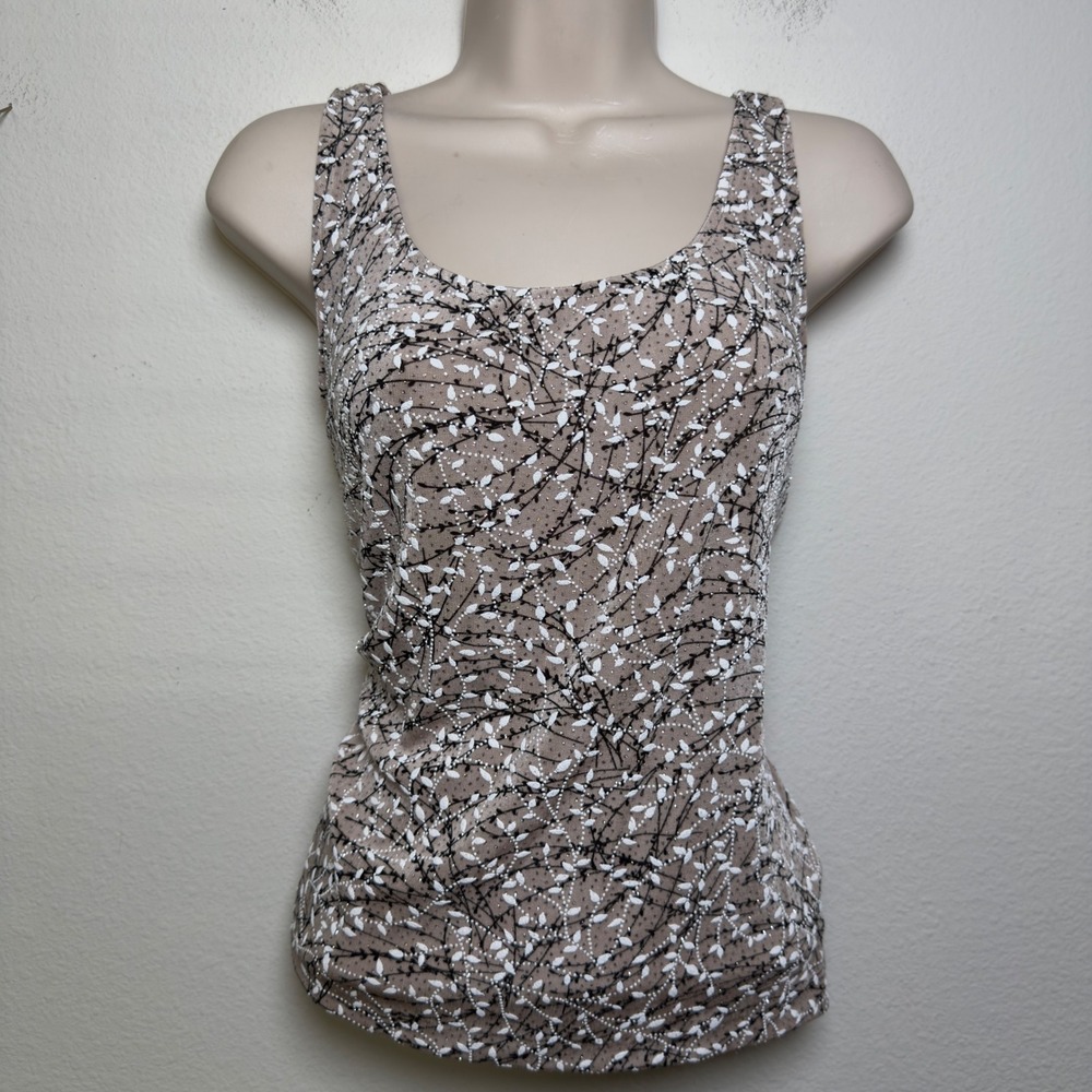 Alex Evenings Women Tank Top Medium Beige Glitter Party Event Whimsical Holiday